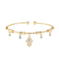 2025 New Women's Copper Gold Plated Cubic Zircon Bracelet Fashion Hand Eye Bangle