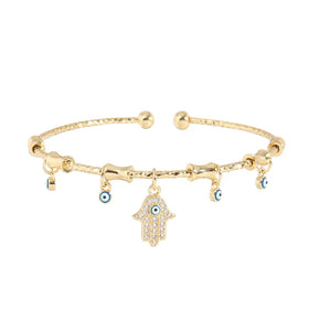 2025 New Women's Copper Gold Plated Cubic Zircon Bracelet Fashion Hand Eye Bangle