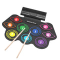 Colorful Electronic Drum Set 9 Pads E-drum with Foot Pedal and Rechargeable Battery with 2 Built-in Speakers