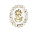 European and American Crown Flash Diamonds Brooch Beauty Head Retro Brooch for Birthday Gift