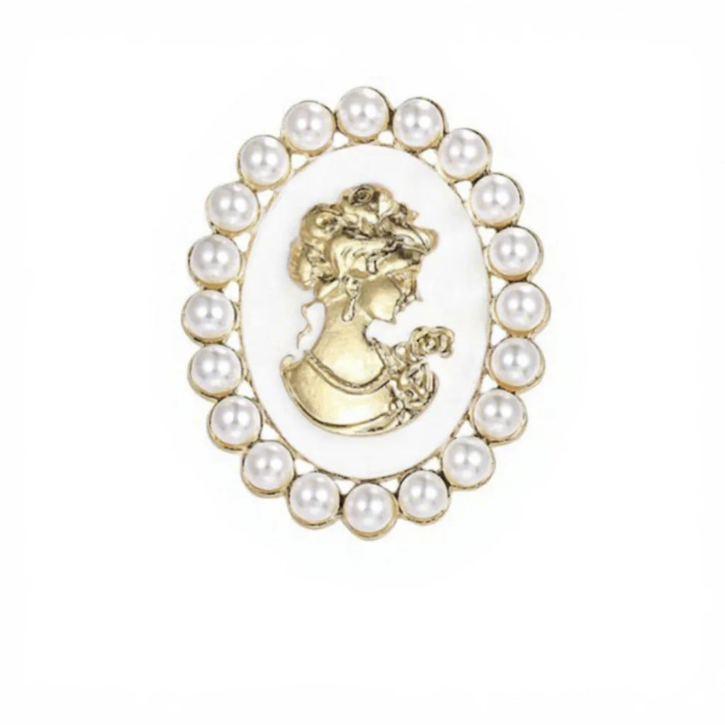 European and American Crown Flash Diamonds Brooch Beauty Head Retro Brooch for Birthday Gift