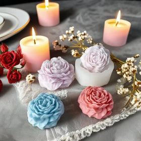 Home Decorative Flowers Baking Tools 3D Peony Carnation Rose Various Flowers Scented Silicone Candle Mold