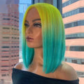 Large Stock Rainbow Colorful Straight Wave Bob Virgin Cuticle Aligned Human Hair HD Lace Front Closure Wigs