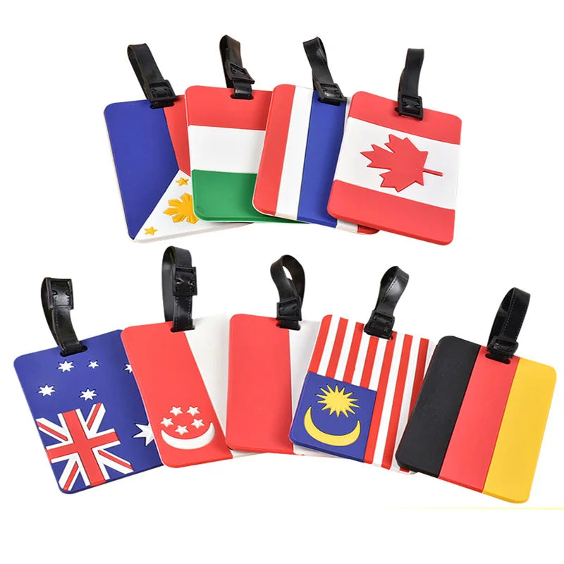Wholesale Travel Souvenir Gift Custom Flag Luggage Tag Baggage Handbag School Bag Clothing Tag PVC Label Travel Suitcase Tags