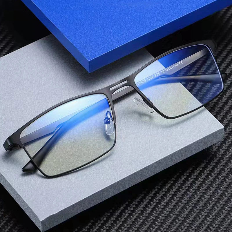 New Arrival Glasses Frames Optical Glasses Business Men Full Frame Metal Block Blue Light Computer Glasses