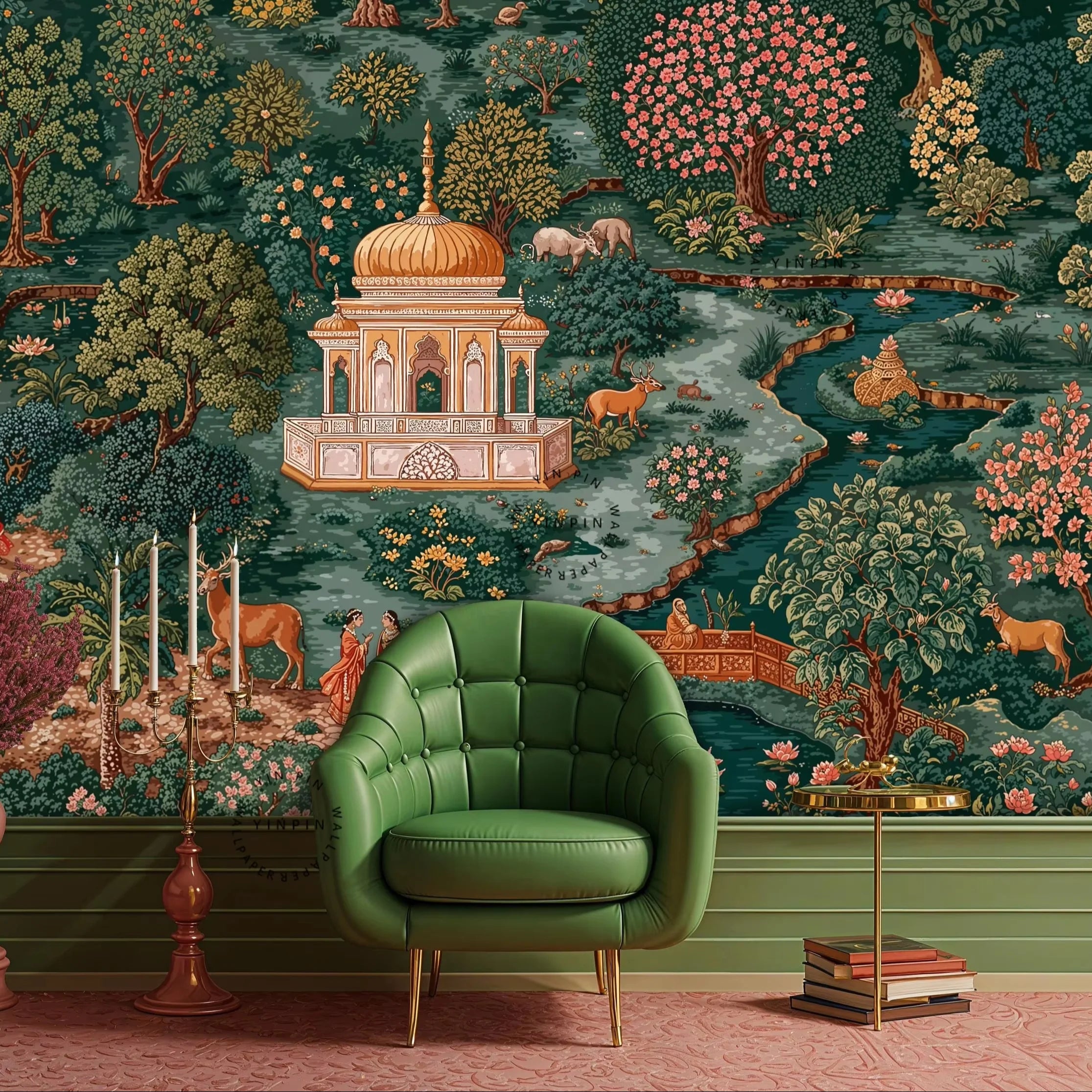 Indian Traditional Cultural Style Home Decoration Peel and StickJaipur Garden Wallpaper