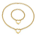 Fashion Mother's Day Gift 18K Gold Stainless Steel Heart Pendant Women Sublimation Necklace Luxury Bracelet Jewelry Set