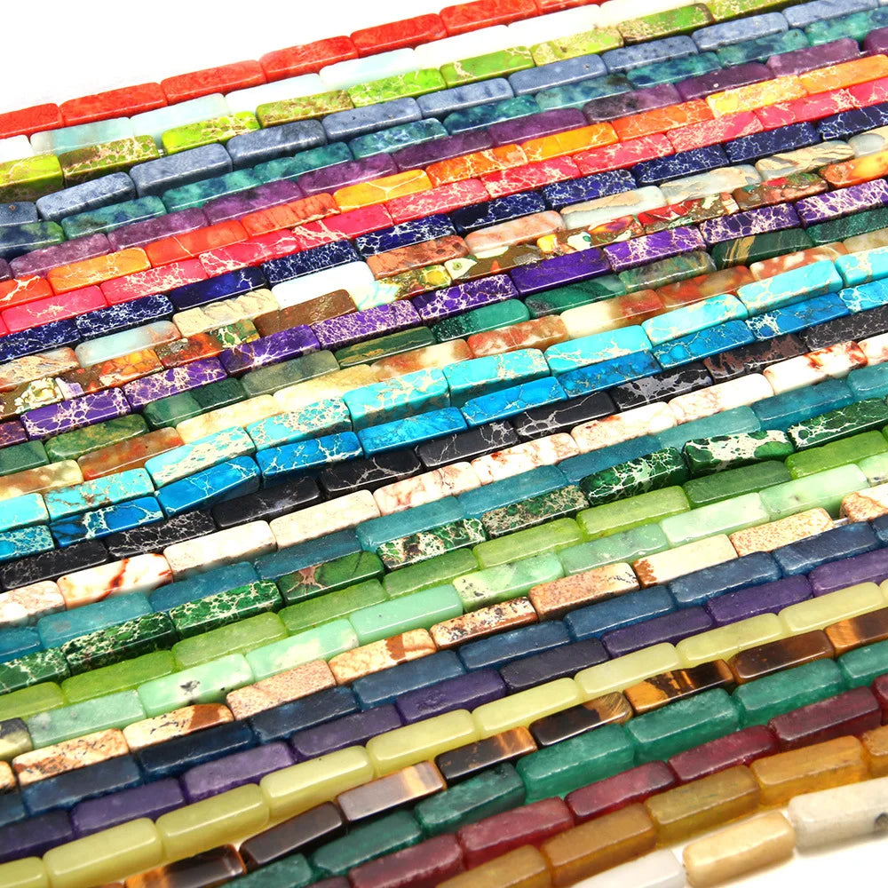 Natural Stone Rectangular Semi-precious Stones 3pcs Per Strand
