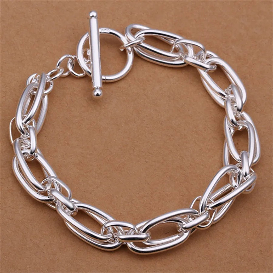 Wholesale Party Fashion Men's Women's Chain Buckle 925  Silver Bracelet for Gift
