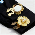 Christmas Gifts Jewelry Flower Button Covers Clip on Women Shirt Blouse Decorative Accessories Gold Plated Pearl Button Covers