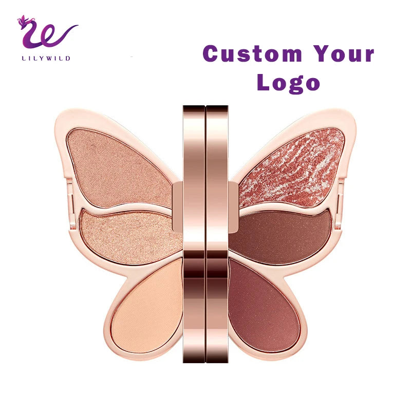 Lilywild Private Label High Pigmented Glitter Eye Shadow Long Lasting and Waterproof butterfly Shaped Eyeshadow Palette