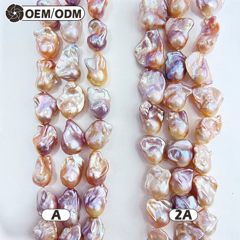 Wholesale Natural Baroque Freshwater Pearl Necklace with Black Rhinestone Edge Long Beaded Jewelry Loose Beads Colorful Pearl