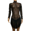 Fashion See Through Black Rhinestone Bodycon Club Dresses Sexy Ballroom Latin Dance Dress Women Evening Prom Dress Plus Size