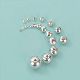 2mm -12mm Ball Beads High Quality S925 Sterling Silver Smooth Round Beads for Necklace Bracelet Ankle Diy Jewelry Accessories