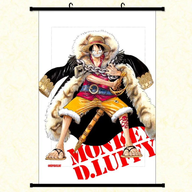 30X45CM Straw Hat Pirates Crew Anime Hanging Retro Canvas Wall Art Luffy Zoro ACE One Pieces Wanted Poster