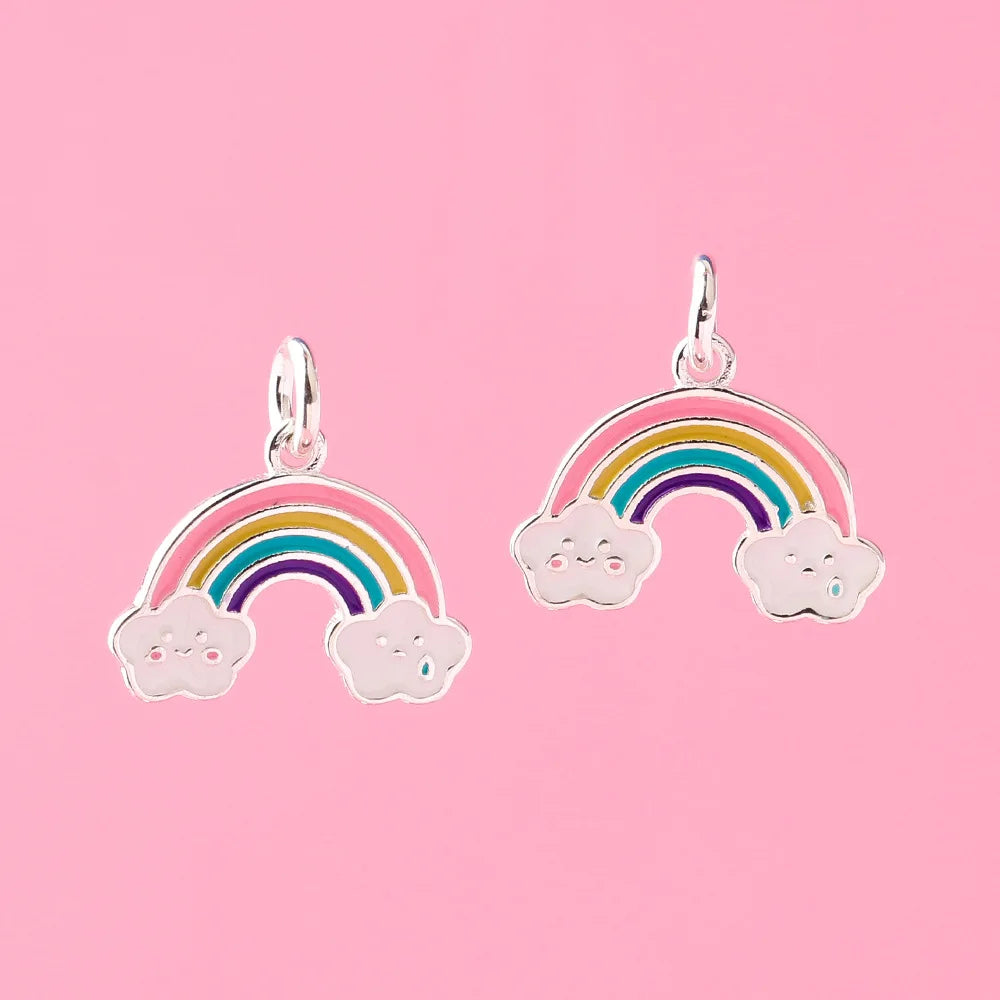 Hertiny New Design 925 Sterling Silver Enamel Rainbow Charms for Jewelry Making Supplies 15.4mm