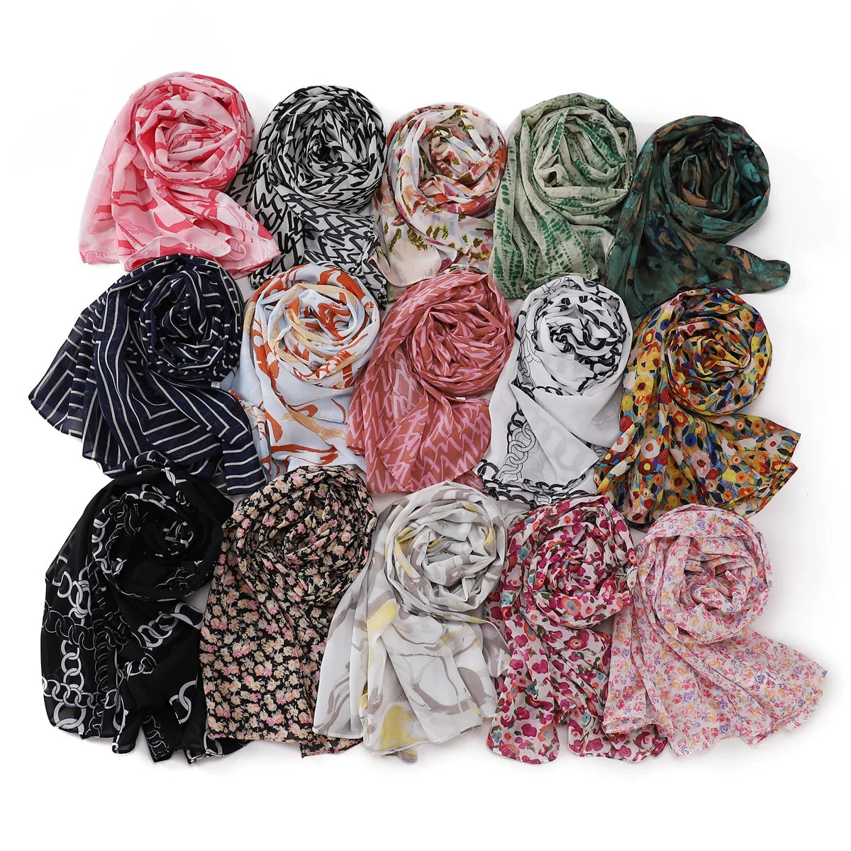Newest Premium Pearl Chiffon Printed Malaysian Women Hijabs 175*70CM Muslim Ladies Flower Chiffon Print Head Wraps Hijabs Shawls