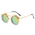 For Fashion Retro Steampunk Light Weight Full Rim Gold Metal PC Frame Unisex UV400 Sunglasses for Men and Women