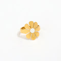 High End 18K Plain Gold Statement Daisy Open Rings Stainless Steel Trendy Simple Gold Plated Jewelry