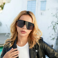High Quality Hot Sale Luxury Retro Large Frame Women's Oversized Square Frame Glasses Flat Top Frameless Oversized Sunglasses