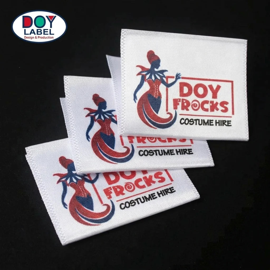 Ava Wholesale Sew in Custom Center Folded Printed Satin T-shirt Care Instruction Labels for Clothing
