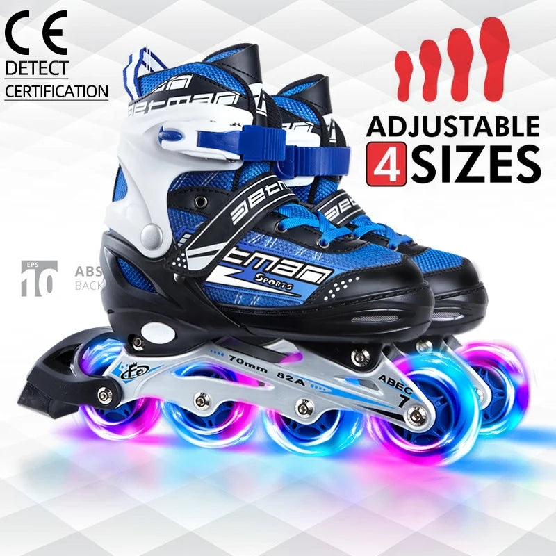 EACHkids Skate Roller Skates Patins Infantil 4 Wheel Flashing Roller Skates Wholesale LED Patines for Kids