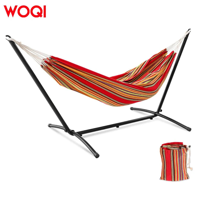 WOQI Lightweight Folding Double Extra-Length and Width Outdoor Camping Parachute Cloth Hammock