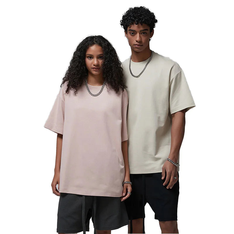 100% Cotton Stylish and Comfortable T-Shirt-Solid Color Customizable Logo Silk Screen Printing Oversized Design