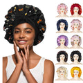 Large Silk Satin Bonnet for Sleeping Women Double Layer Hair Bonnets with Tie Band Night Sleep Cap Curly Natural Hair Braids