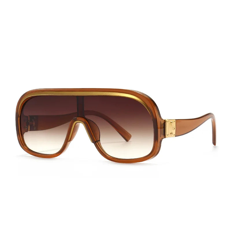 QSKY INS Retro 2026 Shades Gradient Color Skinny Oval Full Frame Sunglasses One Piece Stream Punk Sunglasses