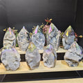 Wholesale Natural Aura Sphalerite Druzy Freeform Crystal Moon Carvings Craft for Meditation