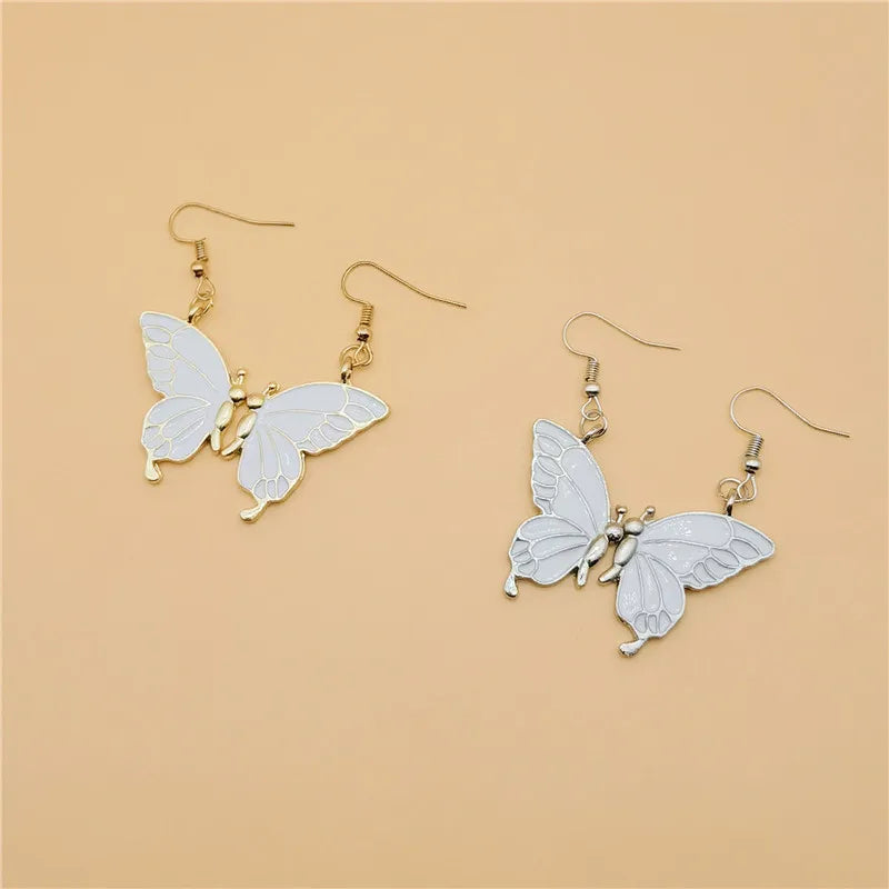 Romantic Trendy Long Distance Friendship Ear Jewelry For Women Girls Birthday Gifts Butterfly Pendant BFF Earring
