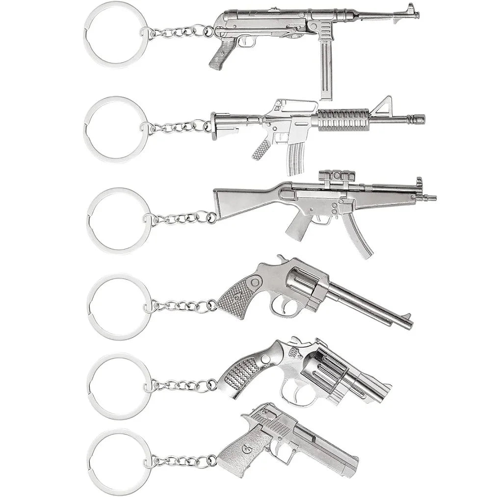 Free Sample Mini Gun Key Chain Fashionable Zinc Alloy Metal Key Ring Pendant Auto & Women/Men's Gift