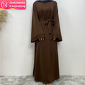 6394# Top Sell Muslim Women Crew Neck Basic Closed Abaya Loose Sleeves Modesty Straight Abayas Dresses 13 Colors