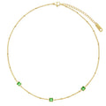Luxury 18K Genuine Gold Filled Emerald Necklaces Stainless Steel Green Cubic Zirconia CZ Square Choker Trendy Necklace