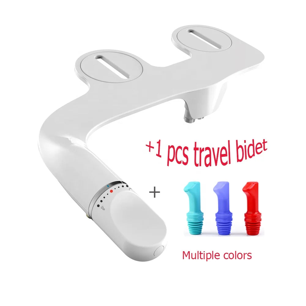 Hot Sale Super Thin Mechanical Cold Water Toilet Seat Bidet Attachment with Dual Retractable Nozzles for Bathroom Use