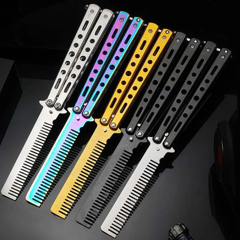 Hot Selling Spot Unopened butterfly Knife Folding Metal Men's Short Comb Practice Novel Toy Knife Metal Crafts MegaBDM