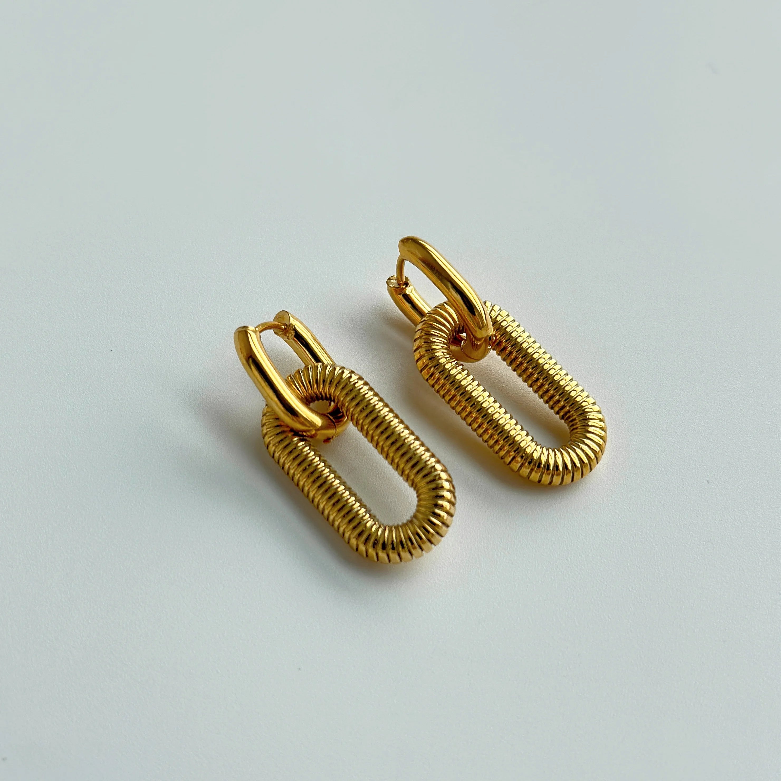2024 Dazan Summer New 18k Gold Plated Unique Hypoallergenic Stainless Steel Spring Design Boho Gypsy Style Drop Earrings Women