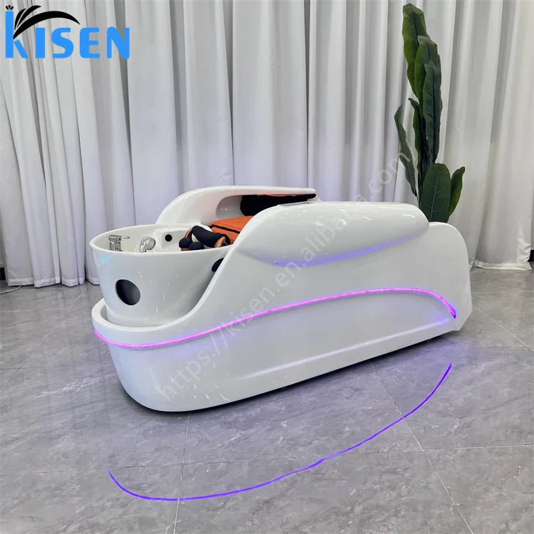 New Professional Steamer Hair Washing Chair Modern Spa Head Salon Hair Washing Head Therapy Japanese Thai Shampoo Massage Bed