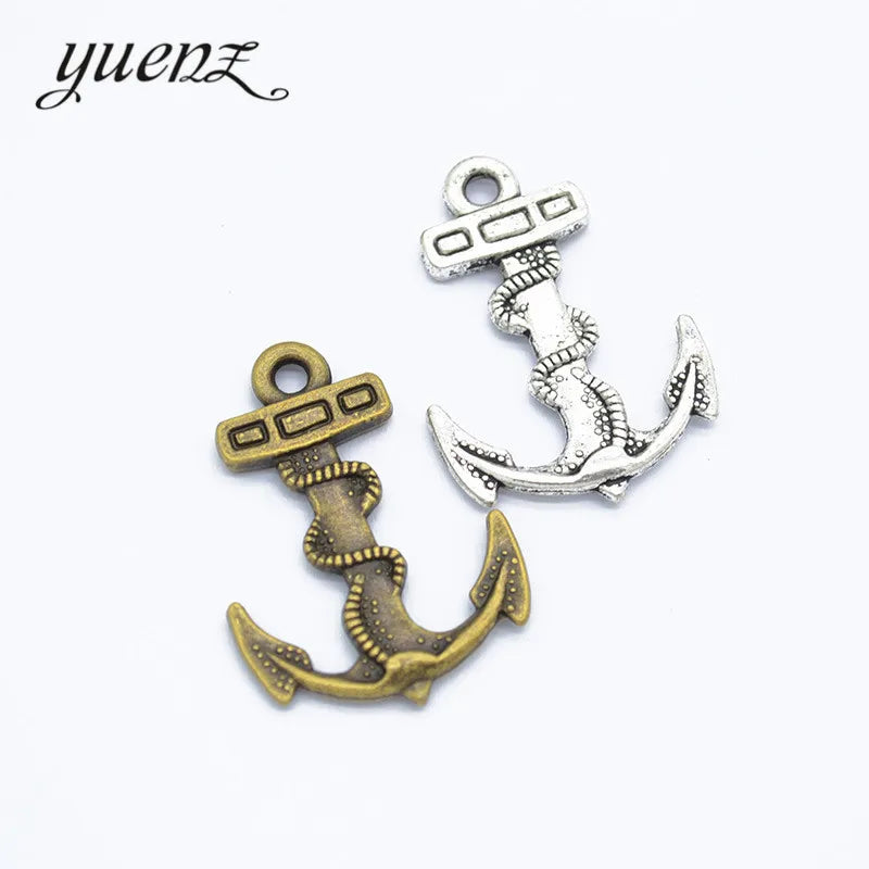 YuenZ Antique Silver Color Charms Metal Ship's Anchor Charm Pendant Bracelet Necklace Jewelry Making 34*24mm H52
