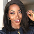 Virgin Kinky Straight Human Hair Wig Yaki Bob Full Front Lace Short Natural HD Transparent Lace Front Bob Wig Swiss Lace