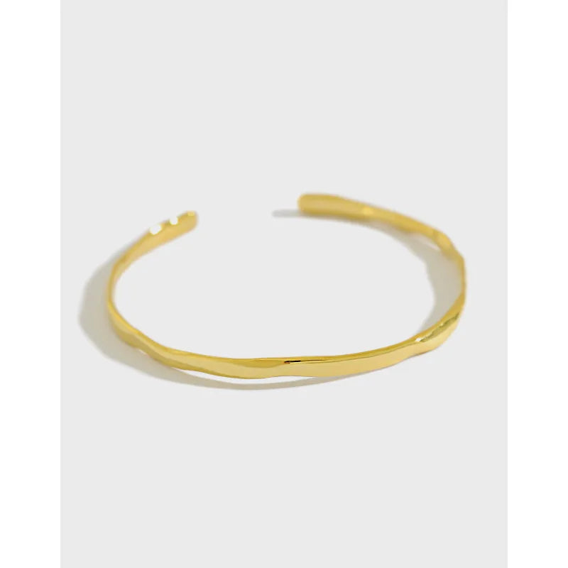 3.6MM Genuine 925 Sterling Silver Irregular Concave Convex Luxury Bangles for Women Silver Jewelry
