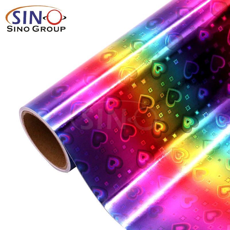 1.22x50M Factory Price Kids DIY Holographic Rainbow Gradient Vinyl  PVC Self Adhesive Vinyl Sheets Permanent Vinyl Stickers