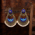 Ethnic Women's Pink Flower Crescent Earrings Bollywood Kundan Jhumka Earrings Fashion Jewelry Beads Tassel Gypsy