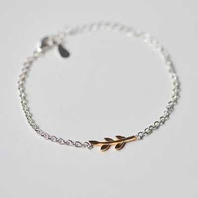 Personality New Art 925 Silver Jewelry Female Simple Cute Leave Bracelet Women