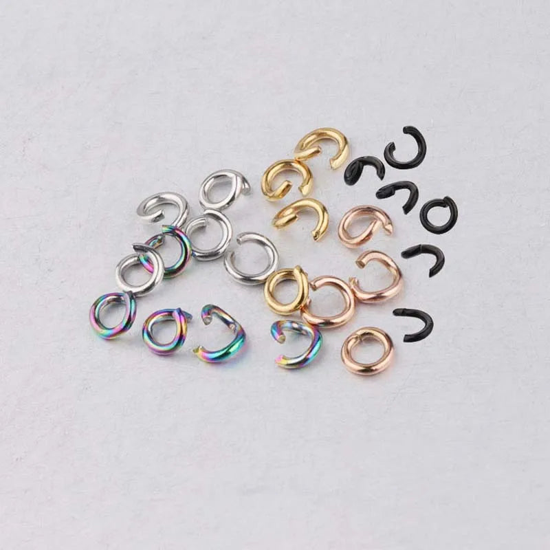 1000pcs/Bag Stainless Steel PVD 18K Gold Plated Jump Rings Connector Split Ring Jewelry Findings