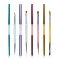 Hechunzi 4 Pcs Double Ended Acrylic Handle UV Gel Painting Nail Art Liner Brushes Nail Brush Pen for Nail Art