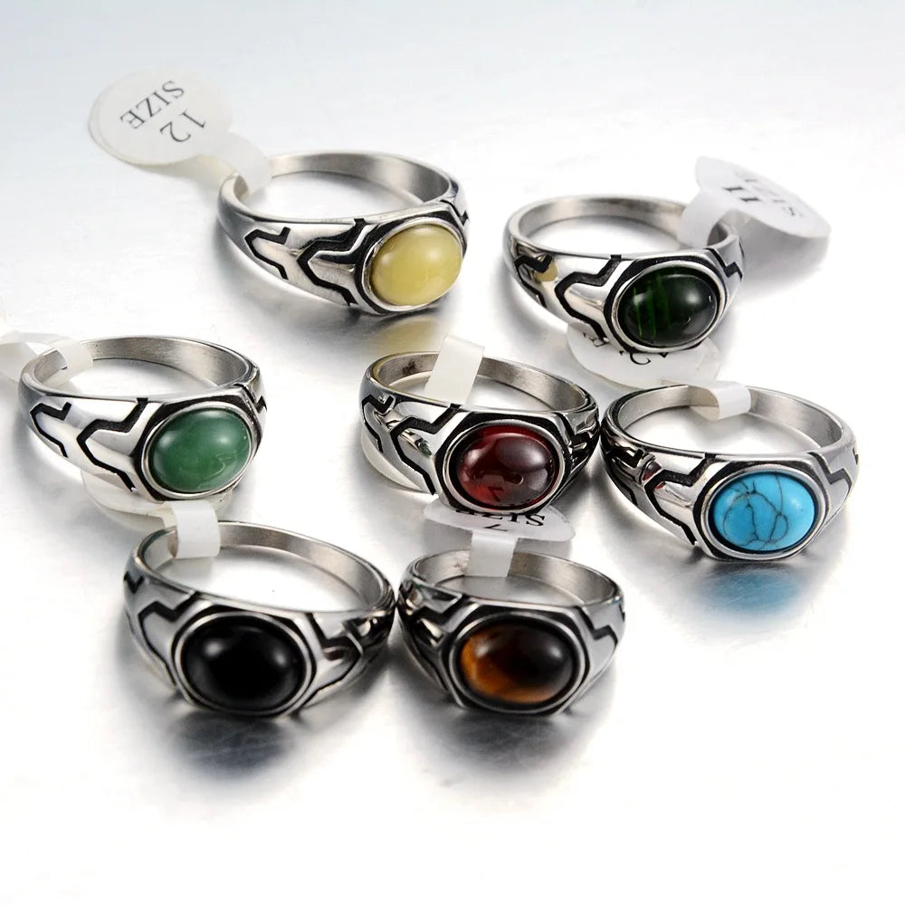 YK New Style Hot Selling Hip Hop Trendy Man Punk Domineering Titanium Steel Gemstone Stainless Steel Ring