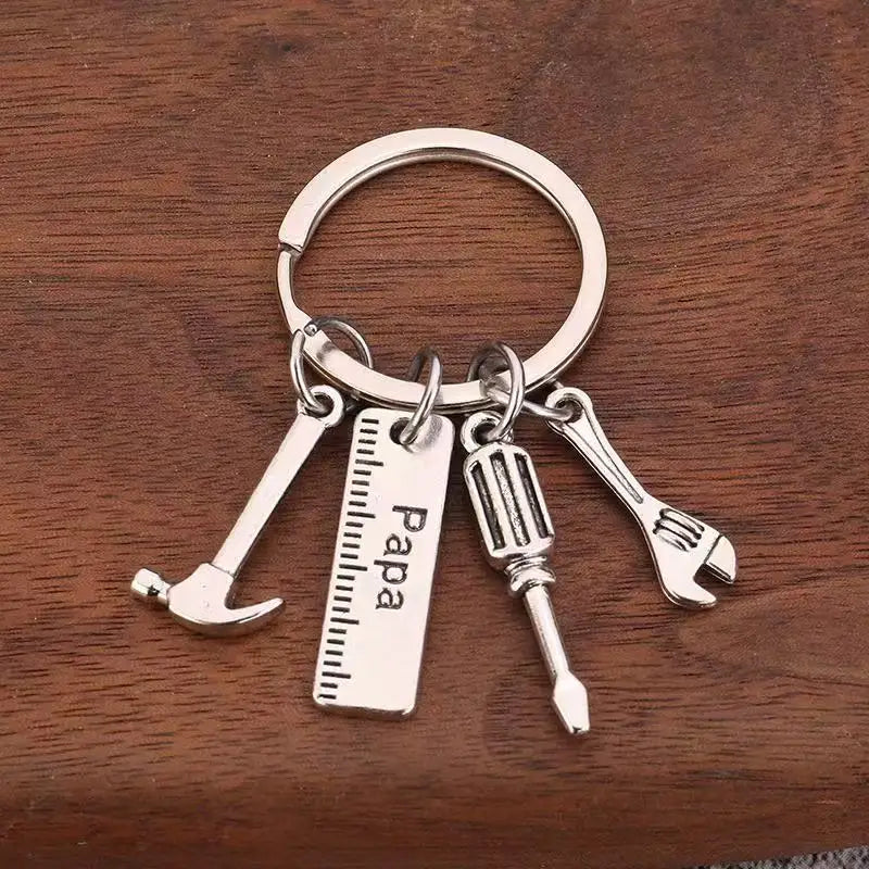 Daddy's Toolbox Carabiner Keychain Fix-It Hammer & Wrench Keyring Readymade Solution for Household Repairs