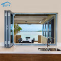 NFRC AS2047 Thermal Break Soundproof Black Aluminum Accordion Bifold Sliding Double Glass Folding WINDOW Low-E Heat Insulation